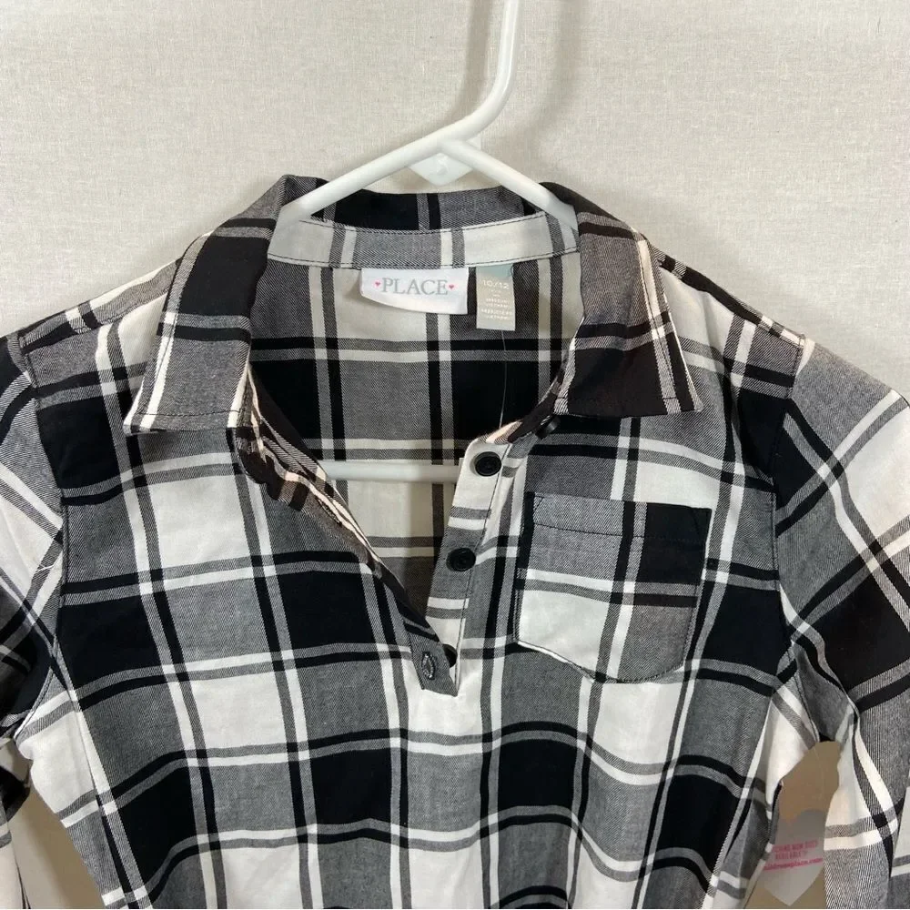 New With Tags Children’s‎ Place Long Sleeve Black and White Plaid Dress M and L